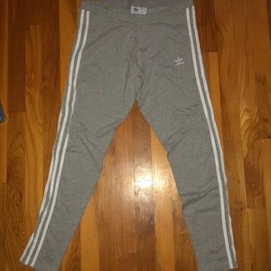 Adidas grey/ white stripe leggings BRAND NEW!!